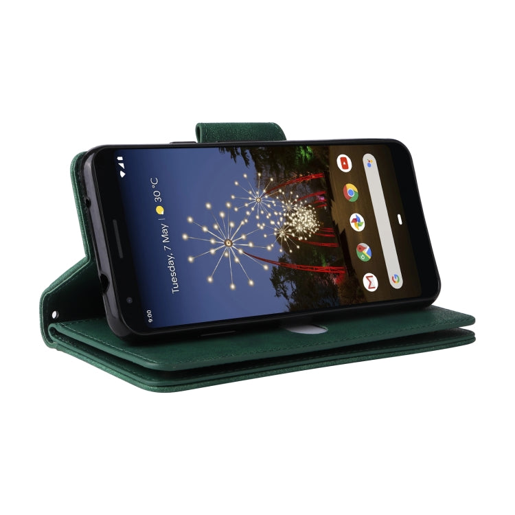 For Google Pixel 3A XL Rivet Buckle 9 Cards Three Fold Leather Phone Case