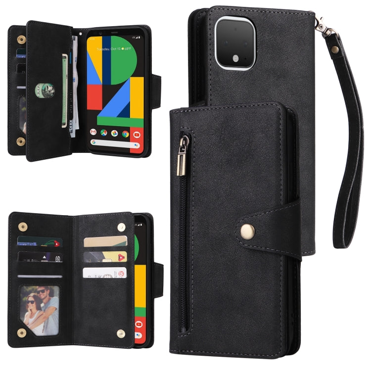 For Google Pixel 4 Rivet Buckle 9 Cards Three Fold Leather Phone Case