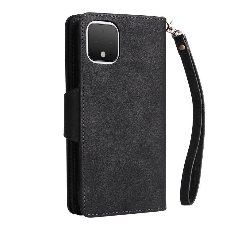 For Google Pixel 4 Rivet Buckle 9 Cards Three Fold Leather Phone Case