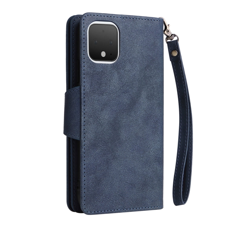 For Google Pixel 4 Rivet Buckle 9 Cards Three Fold Leather Phone Case