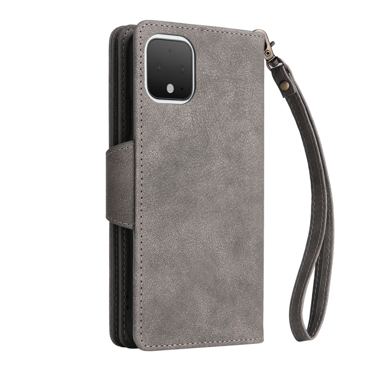 For Google Pixel 4 Rivet Buckle 9 Cards Three Fold Leather Phone Case