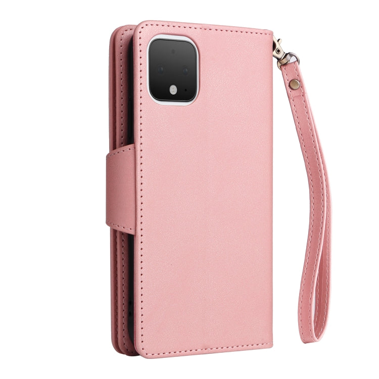 For Google Pixel 4 Rivet Buckle 9 Cards Three Fold Leather Phone Case