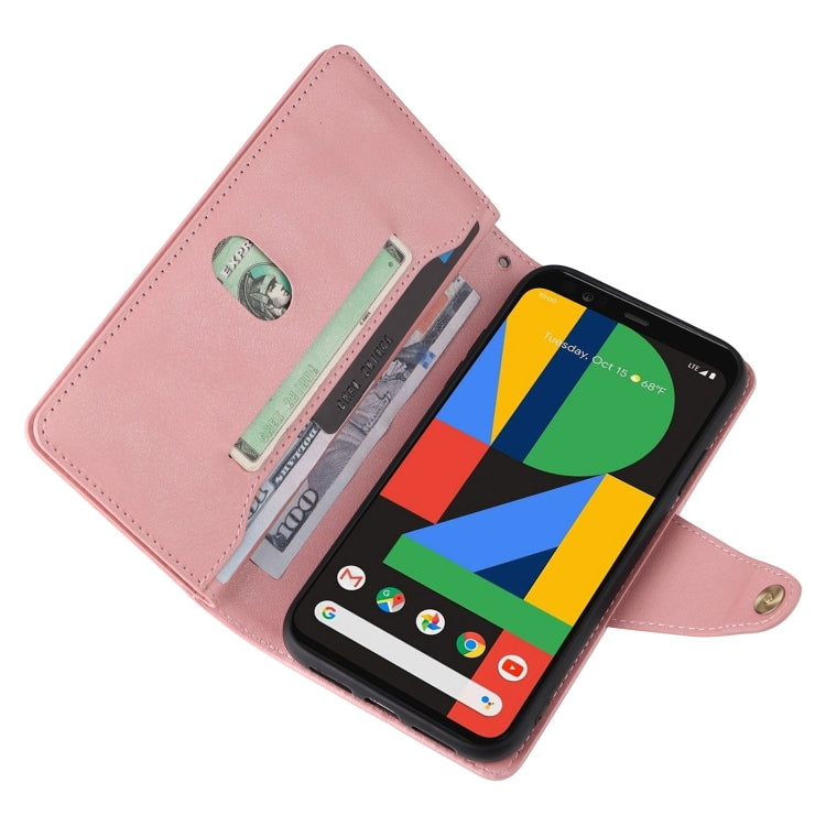 For Google Pixel 4 Rivet Buckle 9 Cards Three Fold Leather Phone Case