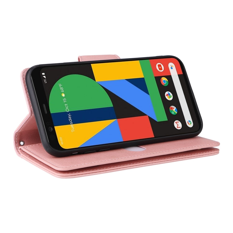 For Google Pixel 4 Rivet Buckle 9 Cards Three Fold Leather Phone Case