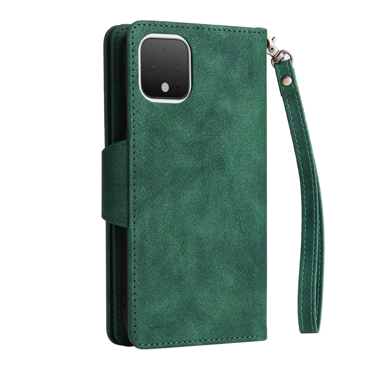 For Google Pixel 4 Rivet Buckle 9 Cards Three Fold Leather Phone Case
