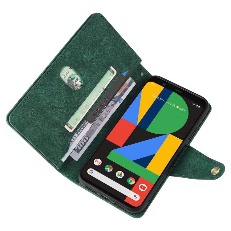For Google Pixel 4 Rivet Buckle 9 Cards Three Fold Leather Phone Case
