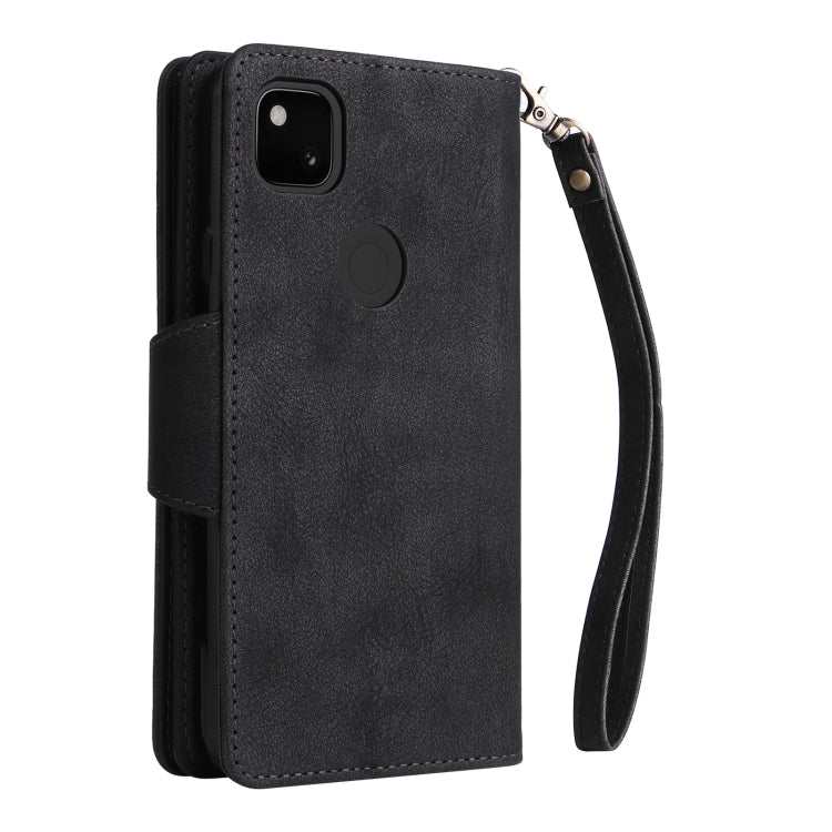 For Google Pixel 4A 4G Rivet Buckle 9 Cards Three Fold Leather Phone Case