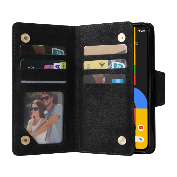For Google Pixel 4A 4G Rivet Buckle 9 Cards Three Fold Leather Phone Case