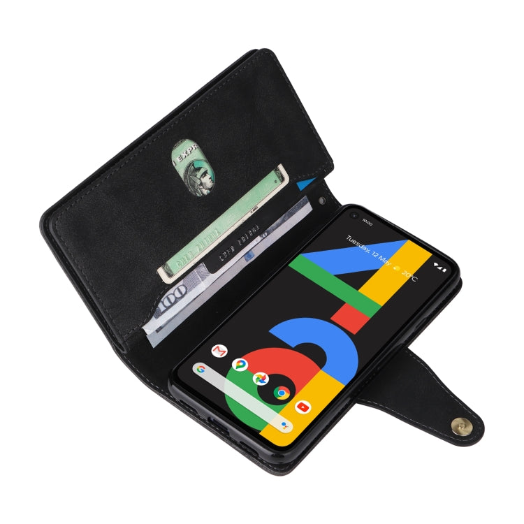 For Google Pixel 4A 4G Rivet Buckle 9 Cards Three Fold Leather Phone Case