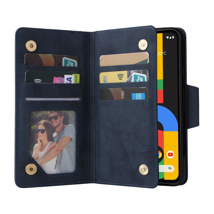 For Google Pixel 4A 4G Rivet Buckle 9 Cards Three Fold Leather Phone Case