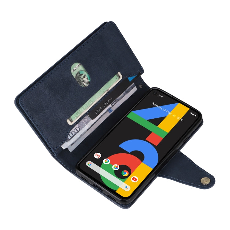 For Google Pixel 4A 4G Rivet Buckle 9 Cards Three Fold Leather Phone Case