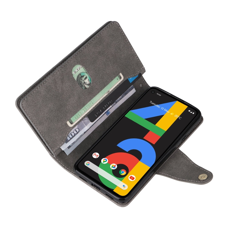 For Google Pixel 4A 4G Rivet Buckle 9 Cards Three Fold Leather Phone Case