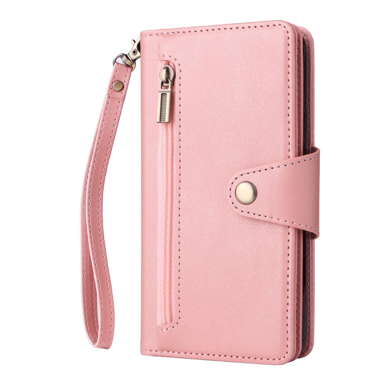 For Google Pixel 4A 4G Rivet Buckle 9 Cards Three Fold Leather Phone Case