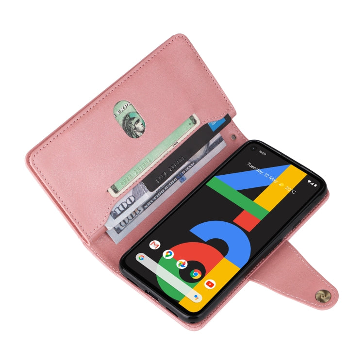 For Google Pixel 4A 4G Rivet Buckle 9 Cards Three Fold Leather Phone Case