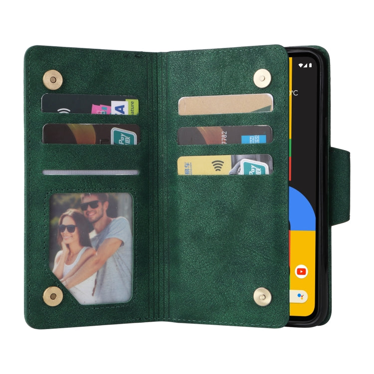 For Google Pixel 4A 4G Rivet Buckle 9 Cards Three Fold Leather Phone Case