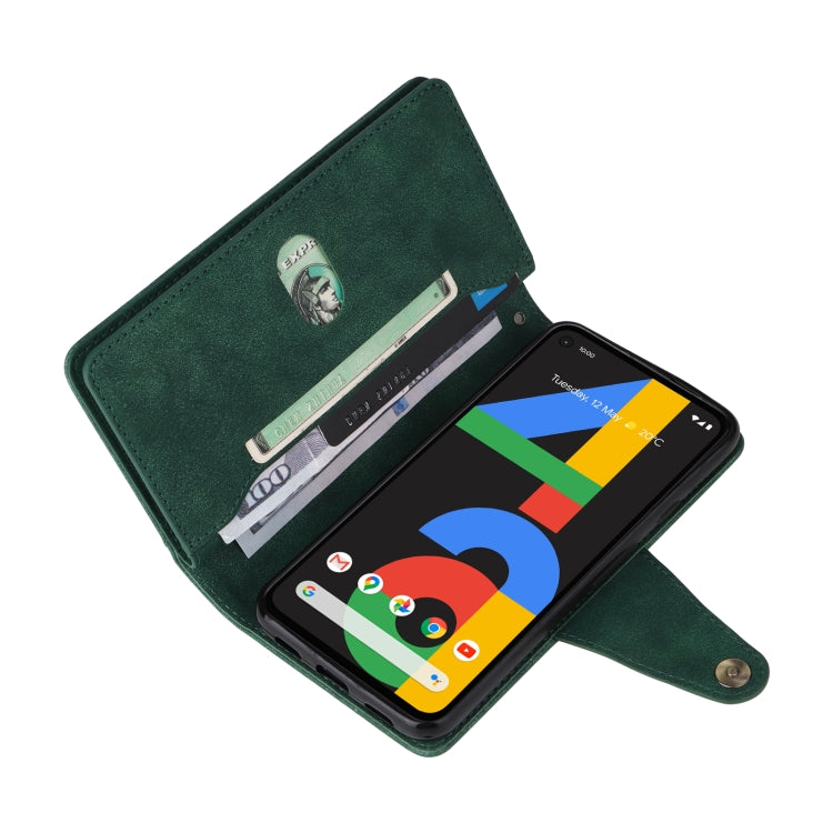 For Google Pixel 4A 4G Rivet Buckle 9 Cards Three Fold Leather Phone Case