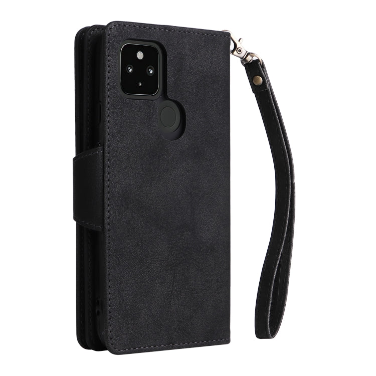 For Google Pixel 4A 5G Rivet Buckle 9 Cards Three Fold Leather Phone Case