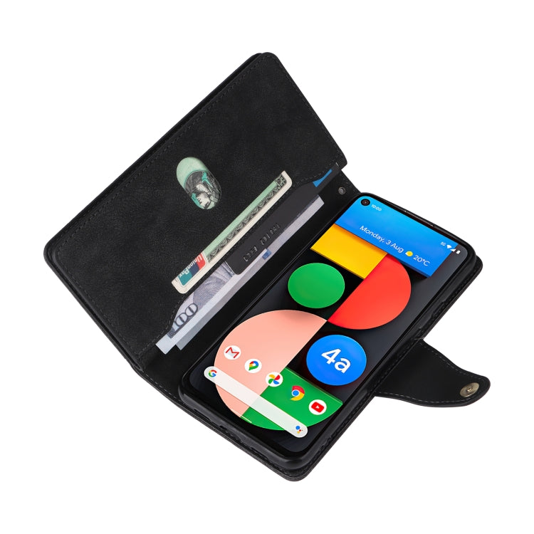 For Google Pixel 4A 5G Rivet Buckle 9 Cards Three Fold Leather Phone Case