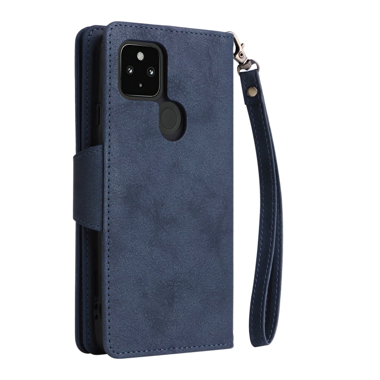 For Google Pixel 4A 5G Rivet Buckle 9 Cards Three Fold Leather Phone Case