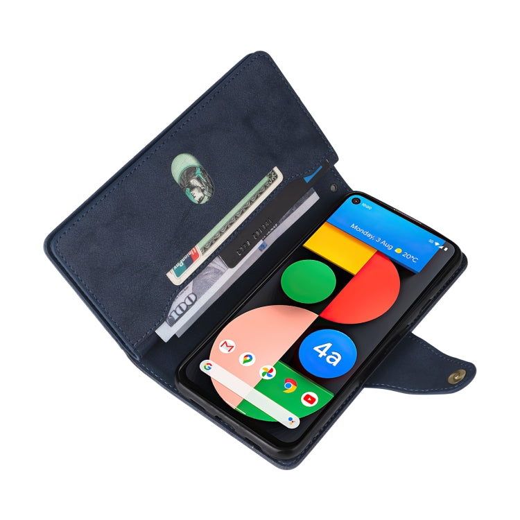 For Google Pixel 4A 5G Rivet Buckle 9 Cards Three Fold Leather Phone Case