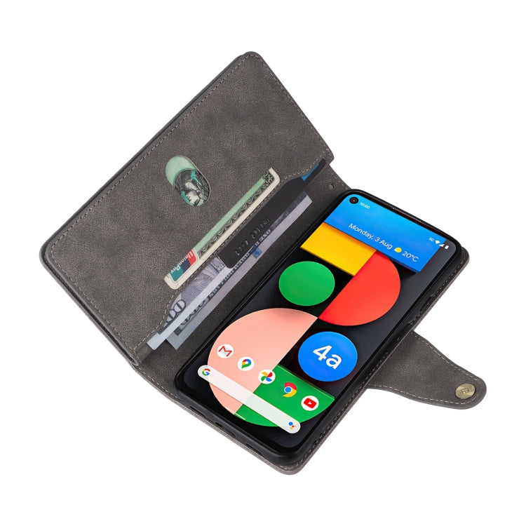 For Google Pixel 4A 5G Rivet Buckle 9 Cards Three Fold Leather Phone Case