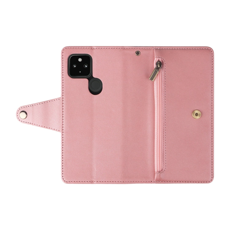 For Google Pixel 4A 5G Rivet Buckle 9 Cards Three Fold Leather Phone Case