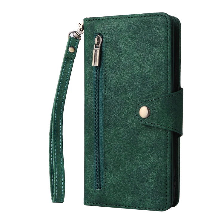 For Google Pixel 4A 5G Rivet Buckle 9 Cards Three Fold Leather Phone Case