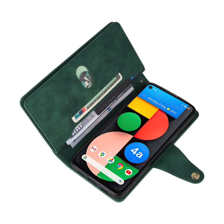 For Google Pixel 4A 5G Rivet Buckle 9 Cards Three Fold Leather Phone Case