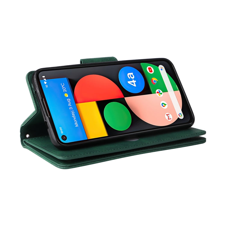 For Google Pixel 4A 5G Rivet Buckle 9 Cards Three Fold Leather Phone Case
