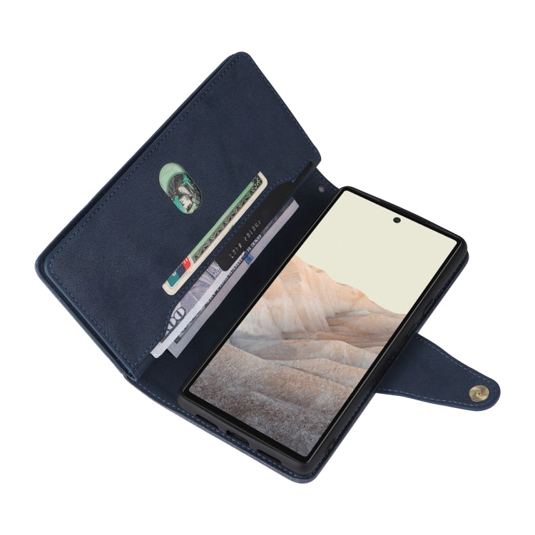 For Google Pixel 6 Rivet Buckle 9 Cards Three Fold Leather Phone Case