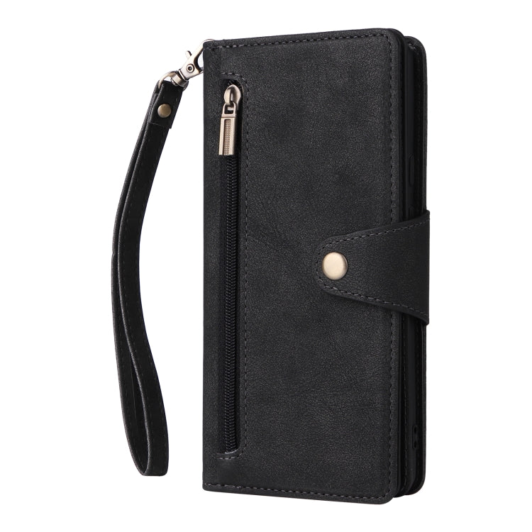 For Google Pixel 6 Pro Rivet Buckle 9 Cards Three Fold Leather Phone Case