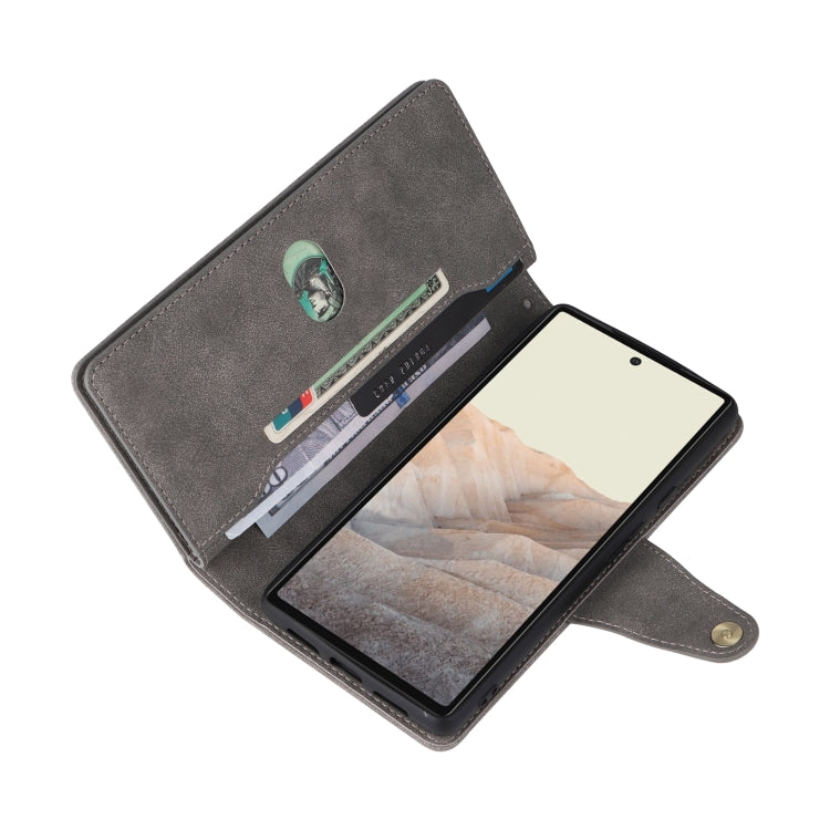 For Google Pixel 6 Pro Rivet Buckle 9 Cards Three Fold Leather Phone Case