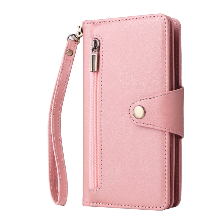 For iPhone SE 2022 / SE 2020 / 8 / 7 Rivet Buckle 9 Cards Three Fold Leather Phone Case