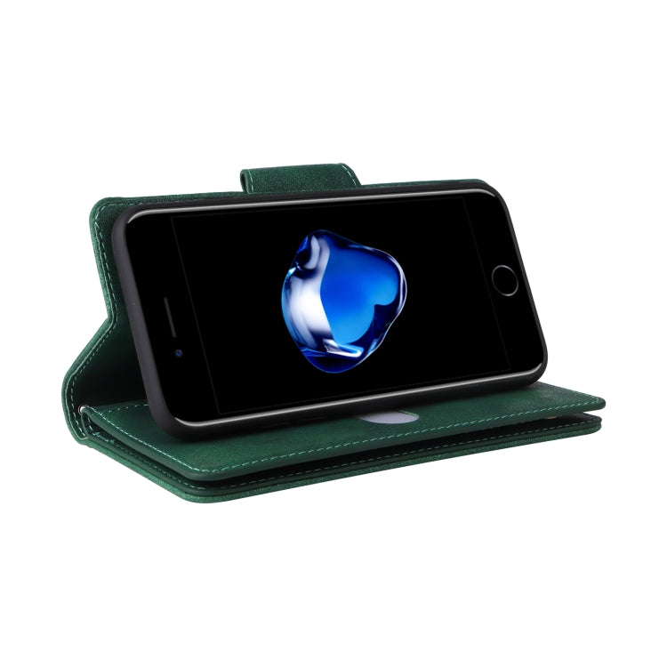 For iPhone SE 2022 / SE 2020 / 8 / 7 Rivet Buckle 9 Cards Three Fold Leather Phone Case