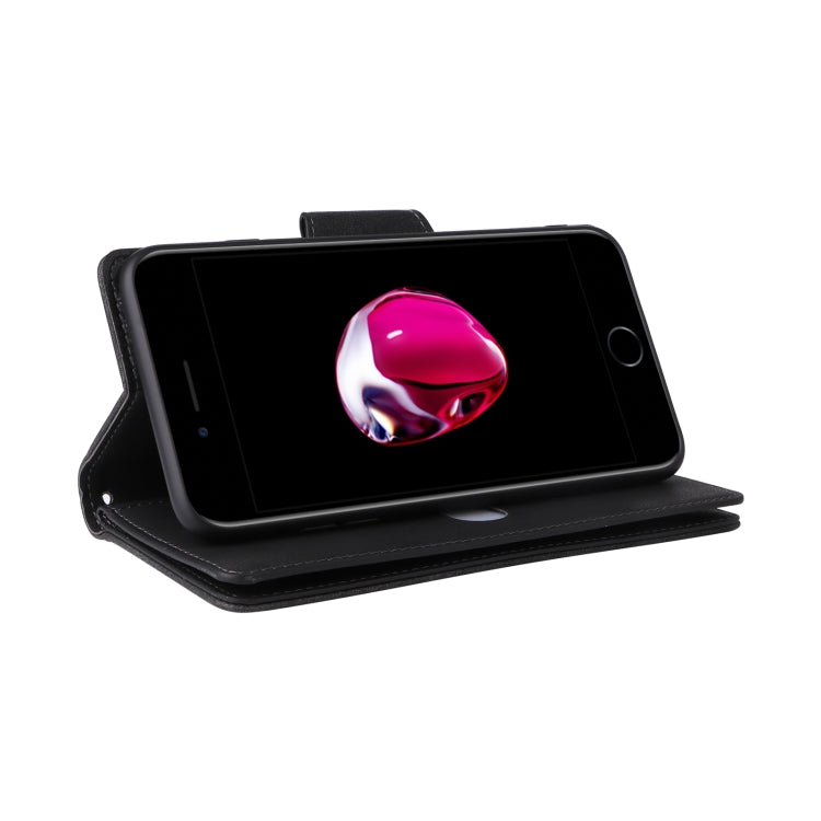 Rivet Buckle 9 Cards Three Fold Leather Phone Case For iPhone 7 Plus/8 Plus