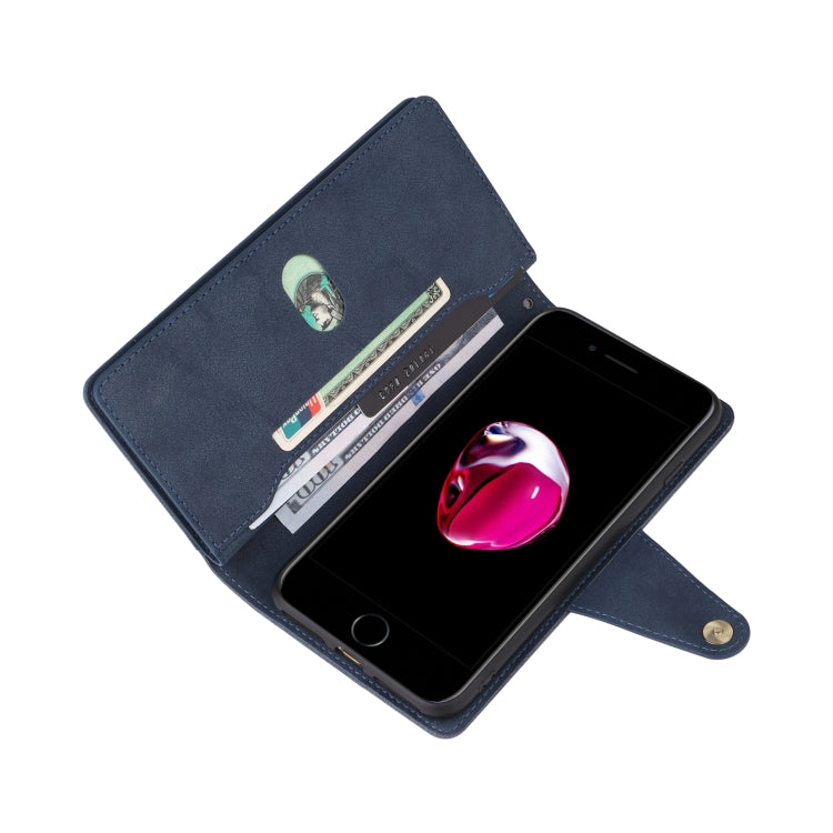 Rivet Buckle 9 Cards Three Fold Leather Phone Case For iPhone 7 Plus/8 Plus