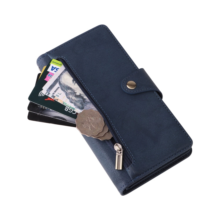 Rivet Buckle 9 Cards Three Fold Leather Phone Case For iPhone 7 Plus/8 Plus