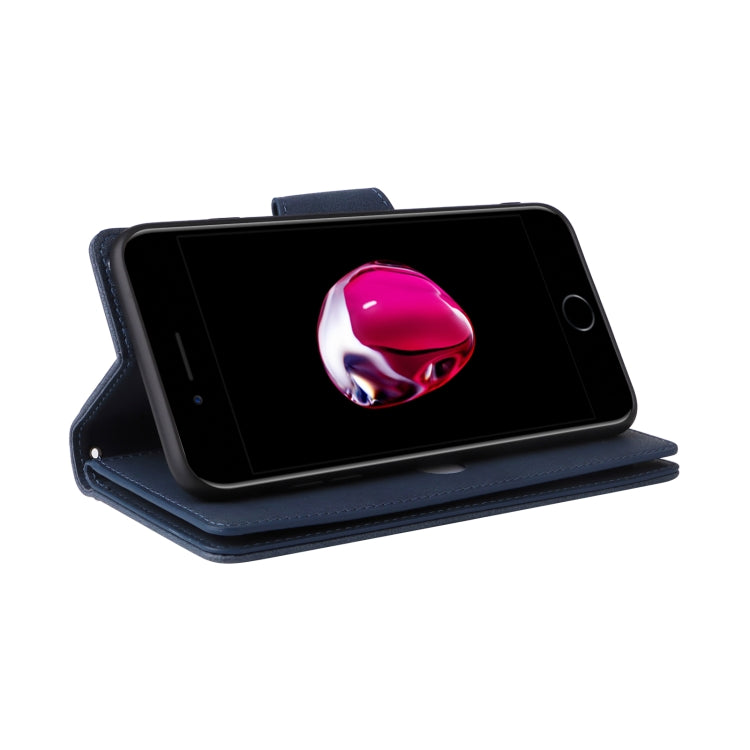 Rivet Buckle 9 Cards Three Fold Leather Phone Case For iPhone 7 Plus/8 Plus