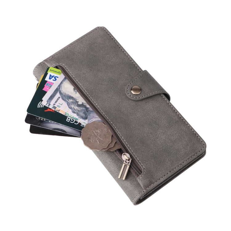 Rivet Buckle 9 Cards Three Fold Leather Phone Case For iPhone 7 Plus/8 Plus