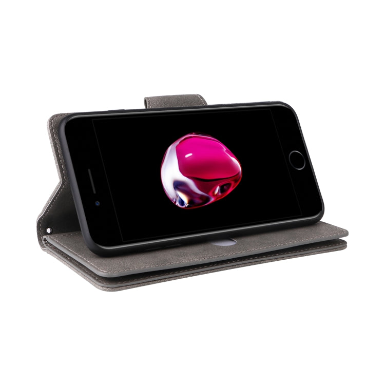 Rivet Buckle 9 Cards Three Fold Leather Phone Case For iPhone 7 Plus/8 Plus