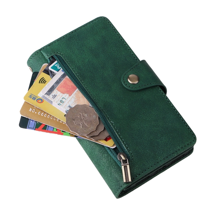 For iPhone X / XS Rivet Buckle 9 Cards Three Fold Leather Phone Case