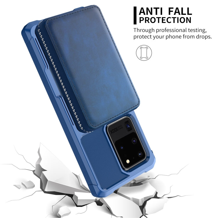 For Samsung Galaxy S20 Ultra Zipper Wallet Card Bag PU Back Phone Case