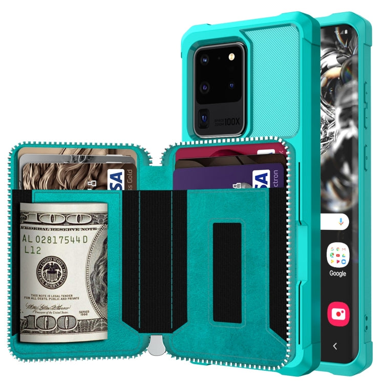 For Samsung Galaxy S20 Ultra Zipper Wallet Card Bag PU Back Phone Case