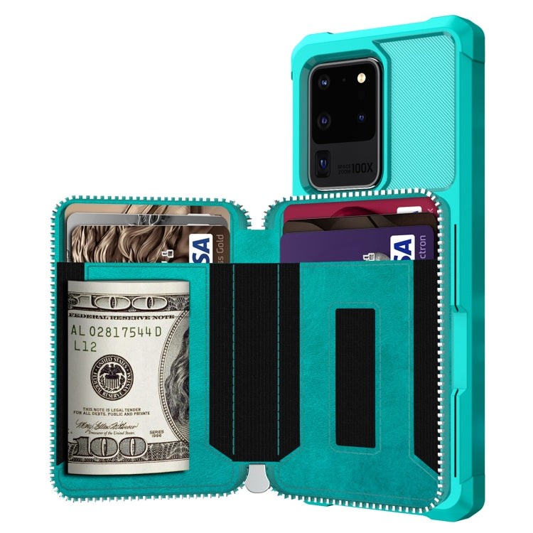 For Samsung Galaxy S20 Ultra Zipper Wallet Card Bag PU Back Phone Case