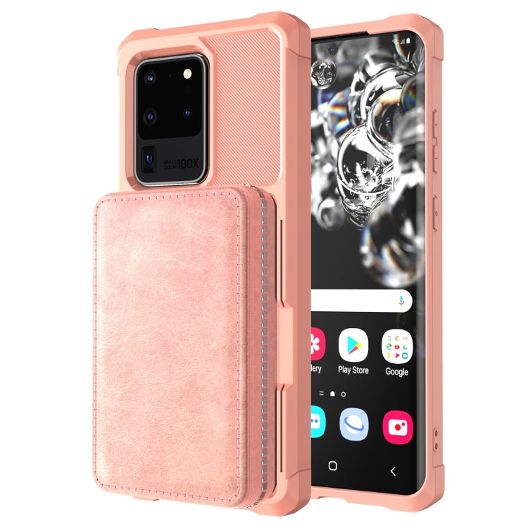 For Samsung Galaxy S20 Ultra Zipper Wallet Card Bag PU Back Phone Case