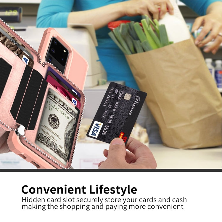 For Samsung Galaxy S20 Ultra Zipper Wallet Card Bag PU Back Phone Case