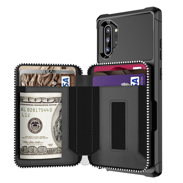 For Samsung Galaxy Note10 Zipper Wallet Card Bag PU Back Phone Case
