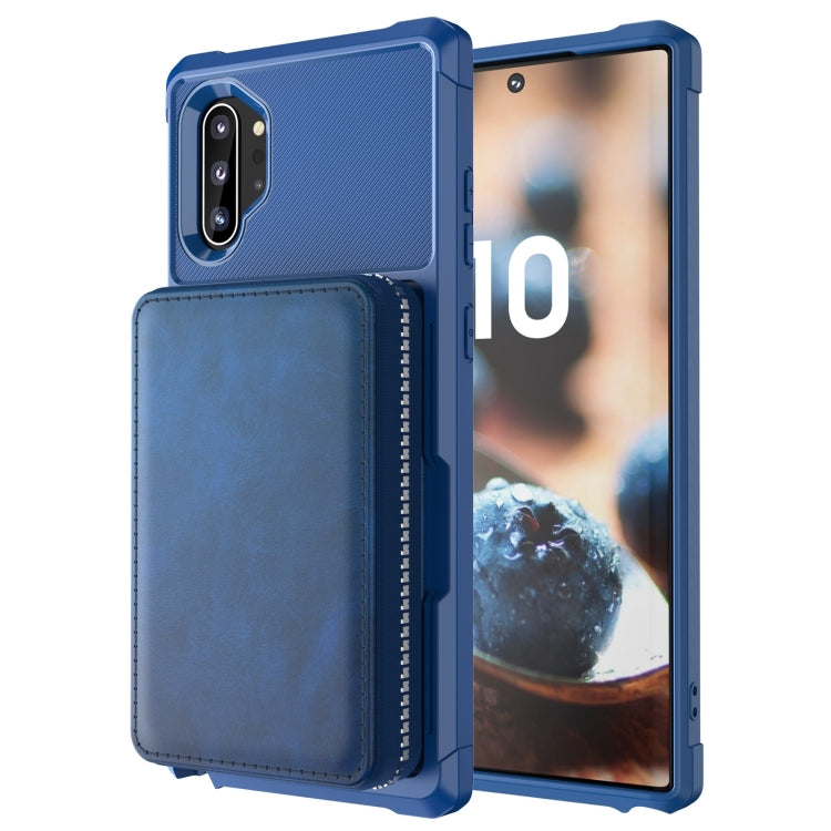 For Samsung Galaxy Note10 Zipper Wallet Card Bag PU Back Phone Case
