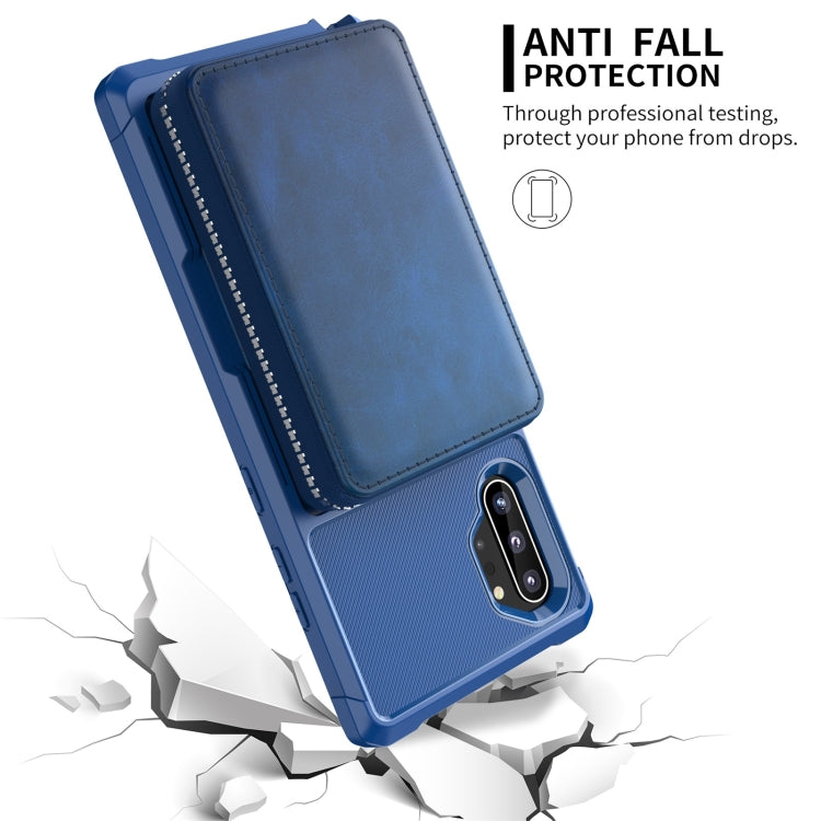 For Samsung Galaxy Note10 Zipper Wallet Card Bag PU Back Phone Case