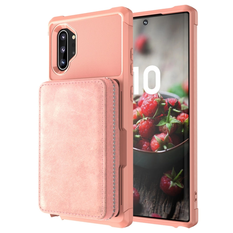 For Samsung Galaxy Note10 Zipper Wallet Card Bag PU Back Phone Case
